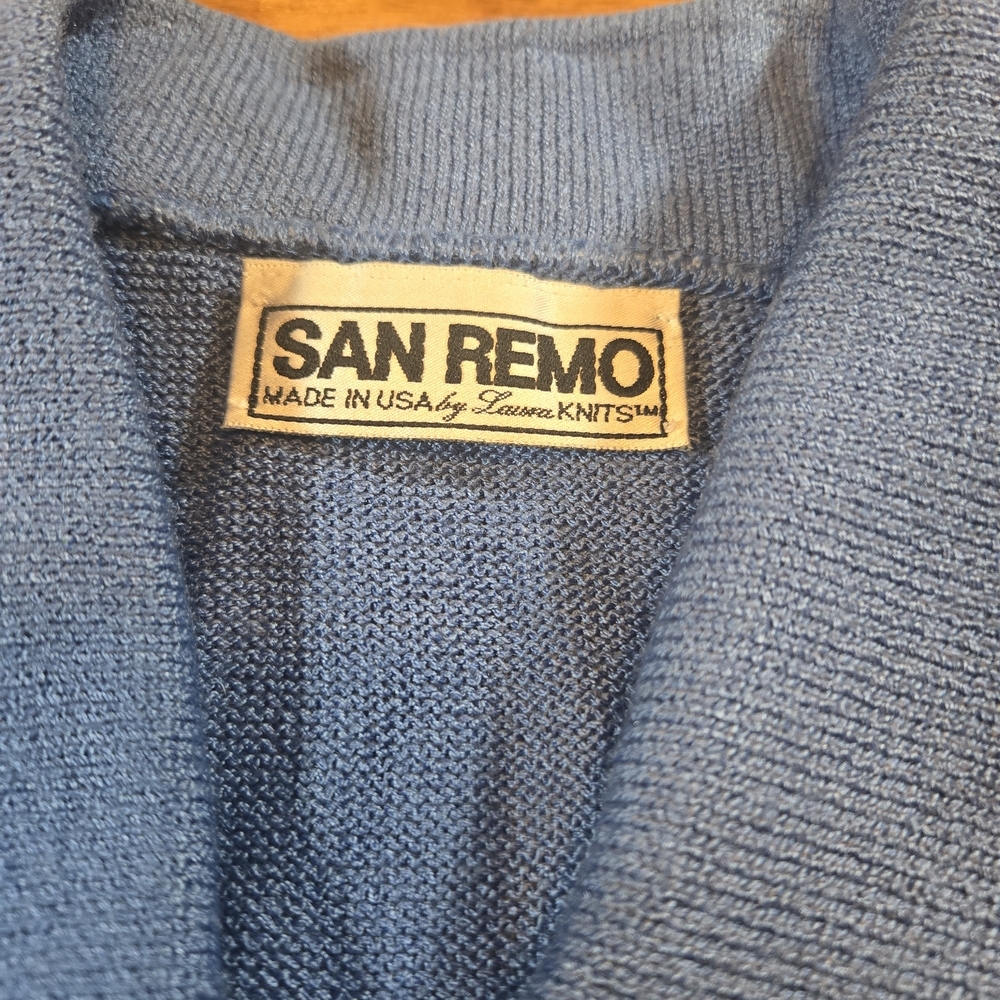San Remo Cardigan Sweater Womens Medium Blue Nautical Anchor Buttons Vintage USA - Picture 4 of 10